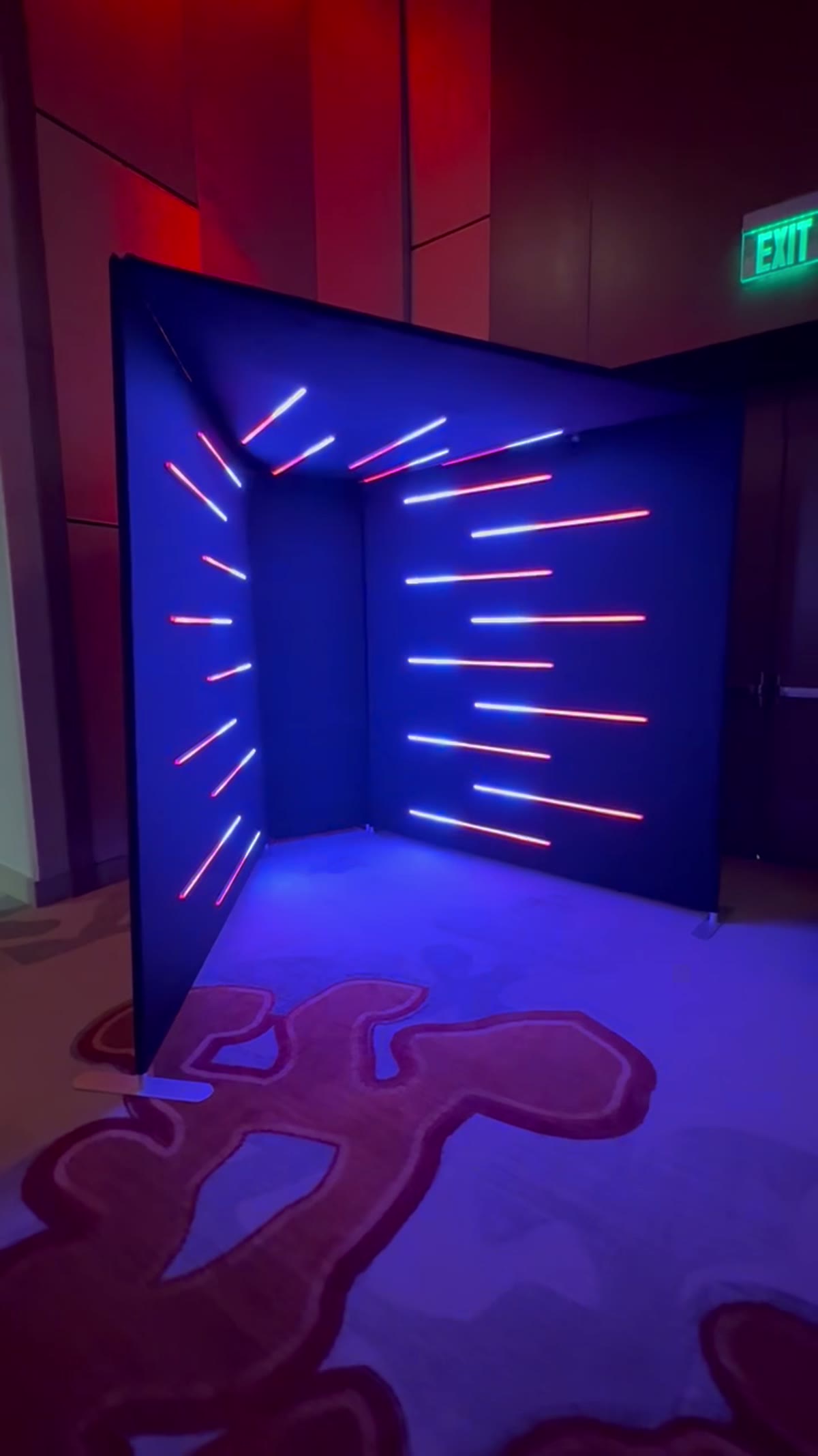 The LED enclosure lit with chevron light tubes